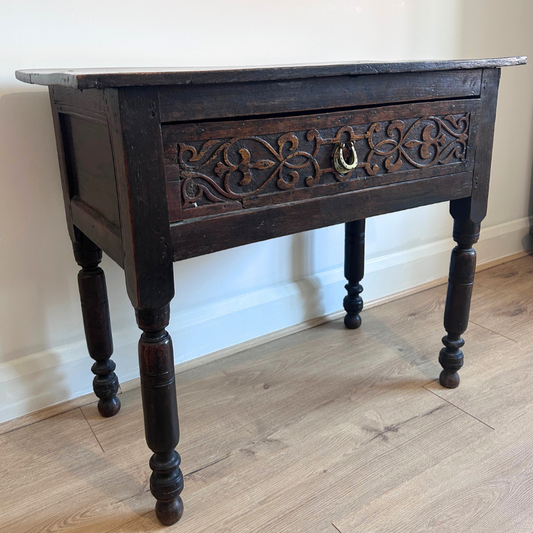 Antique console table with drawer